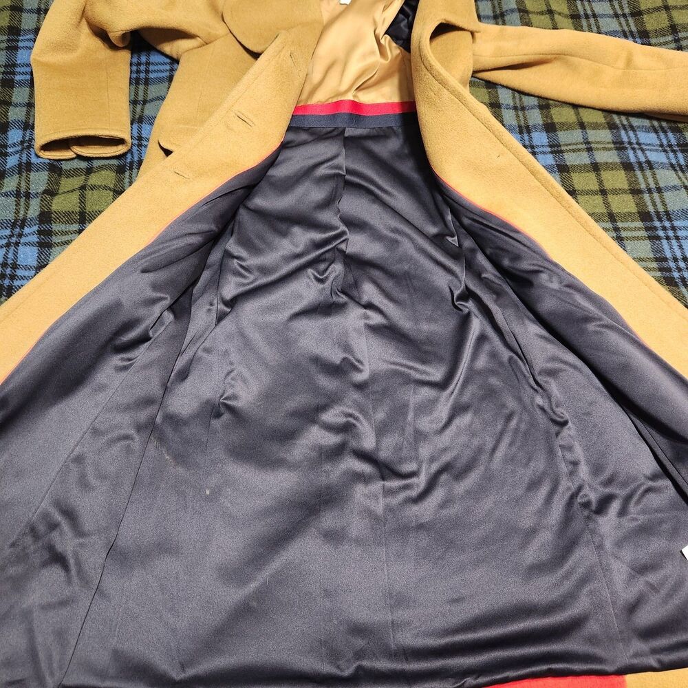 Boden Long Camel Coat with Red Panel Back - Picture 13 of 13